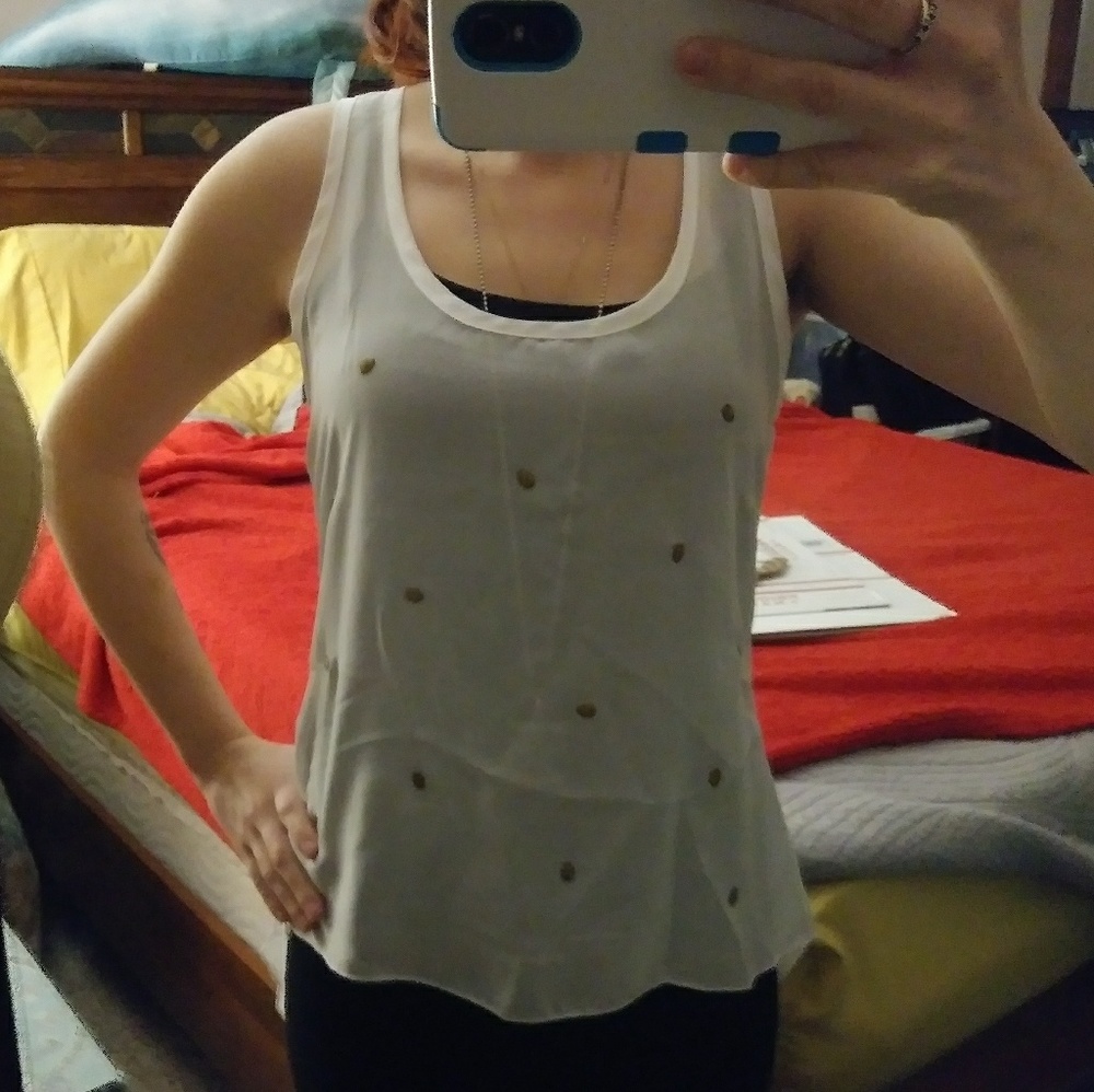 High-low gold skull tank top